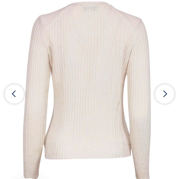 Intermix cream ribbed wool sweater with gold button details at shoulder size S - Picture 5 of 10